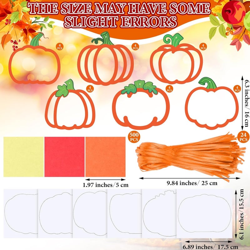 Chiisong 24 Sets Pumpkin Crafts Kit DIY Tissue Paper Sign Crafts for Back to School Fall Harvest Thanksgiving Religious Christian Party Fun Home Actives - Image 2